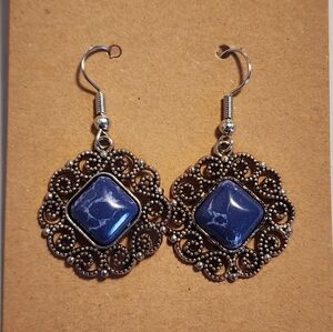 Elegant Blue and Silver Dangle Earrings